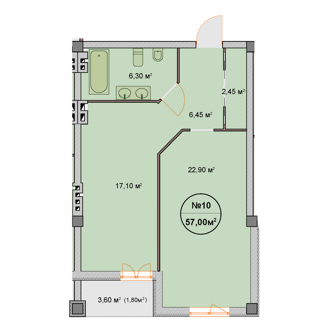 1-комнатная 57 м² в ЖК Феличита от 32 000 грн/м², Харьков