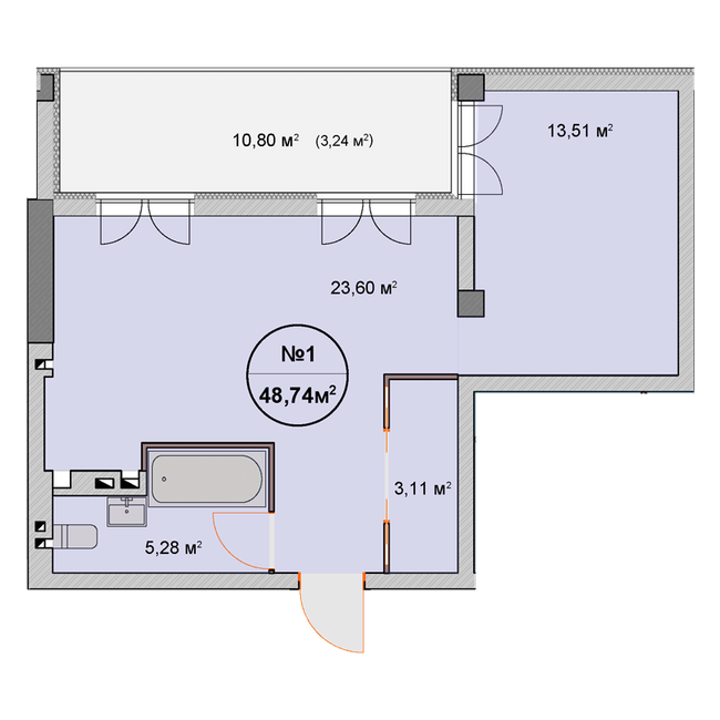 1-комнатная 48.74 м² в ЖК Феличита от 32 000 грн/м², Харьков