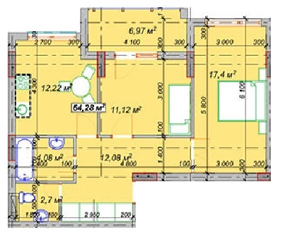 2-комнатная 64.28 м² в ЖК Набережный квартал от 16 800 грн/м², г. Свалява