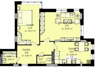 2-кімнатна 64.33 м² в ЖК Джем Сіті від 16 000 грн/м², м. Кам`янець-Подільський