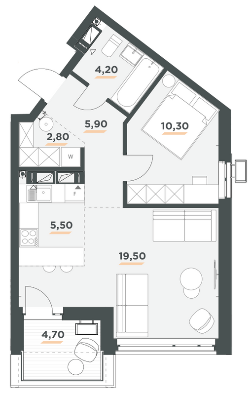 1-кімнатна 50.5 м² в ЖК 31 від 49 000 грн/м², Київ