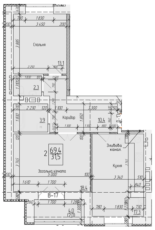 2-комнатная 69.4 м² в ЖК на ул. Петра Калнышевского от 16 000 грн/м², г. Кременчуг