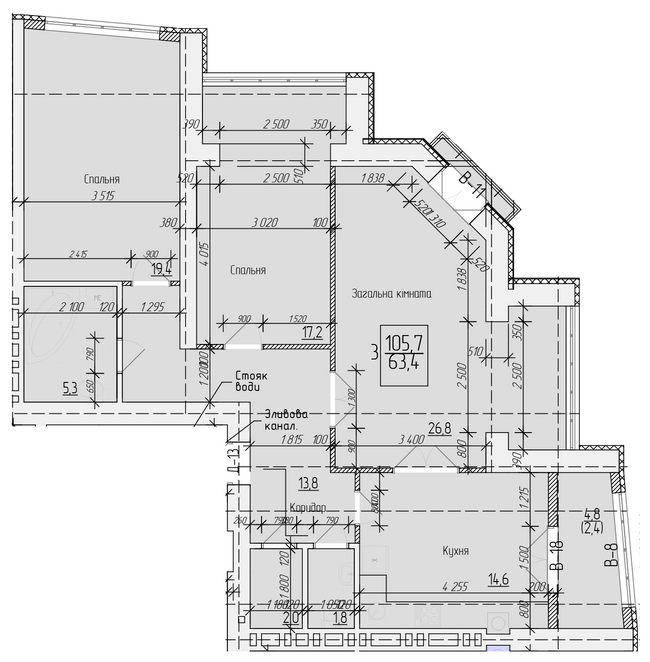 3-кімнатна 105.7 м² в ЖК на вул. Петра Калнишевського від 16 000 грн/м², м. Кременчук