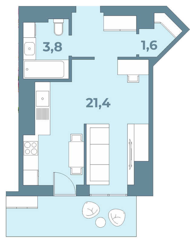 1-комнатная 33.2 м² в ЖК Kyiv Sky от 23 950 грн/м², Луцк