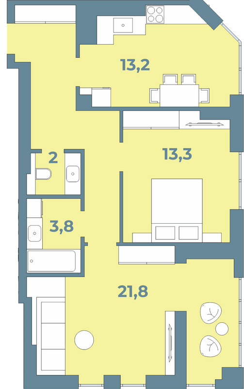 2-комнатная 66.1 м² в ЖК Kyiv Sky от 21 450 грн/м², Луцк