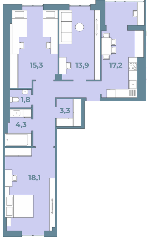 3-комнатная 82.7 м² в ЖК Kyiv Sky от 20 950 грн/м², Луцк