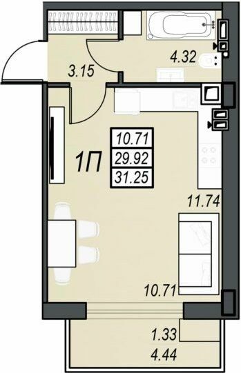 1-кімнатна 31.25 м² в ЖК Sunrise City від 23 350 грн/м², м. Чорноморск