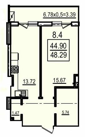 1-кімнатна 48.29 м² в Апарт-комплекс Каліпсо від 35 750 грн/м², Одеса