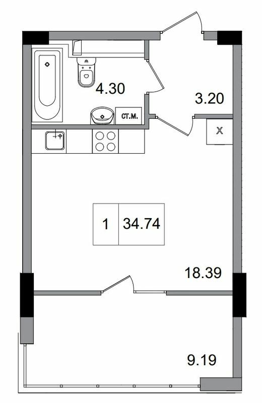 1-комнатная 34.74 м² в ЖГ ARTVILLE от 18 200 грн/м², пгт Авангард