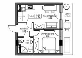 1-комнатная 32.74 м² в ЖГ ARTVILLE от 23 300 грн/м², пгт Авангард