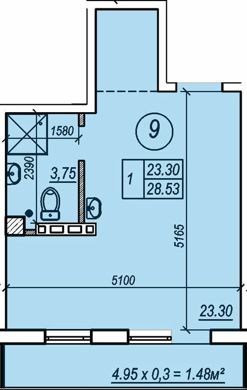 1-комнатная 28.53 м² в ЖК Apart Royal от 42 950 грн/м², Одесса