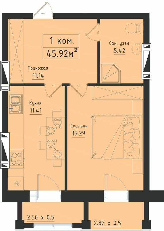 1-комнатная 48.41 м² в ЖК Avinion от 25 550 грн/м², Одесса