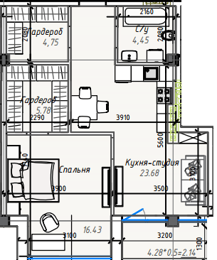 1-кімнатна 57.23 м² в ЖК ITown від 41 150 грн/м², Одеса