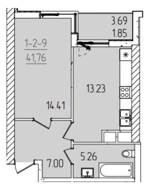 1-кімнатна 41.76 м² в ЖК KADORR City від 23 700 грн/м², Одеса