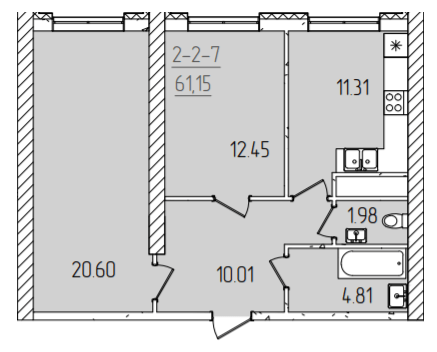 2-комнатная 61.15 м² в ЖК KADORR City от 26 950 грн/м², Одесса