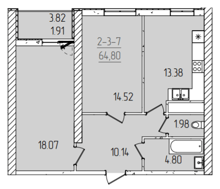 2-комнатная 64.8 м² в ЖК KADORR City от 26 950 грн/м², Одесса