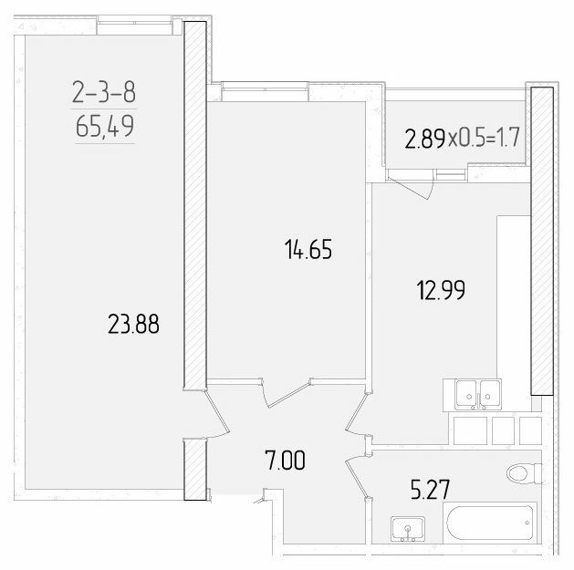 2-комнатная 65.49 м² в ЖК KADORR City от 23 700 грн/м², Одесса