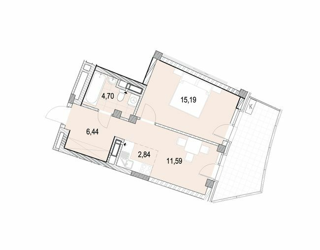 1-кімнатна 44.07 м² в ЖК La Mer від 46 000 грн/м², Одеса