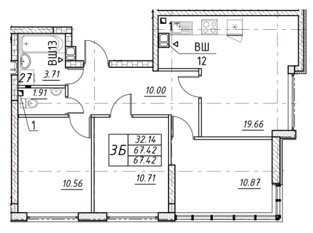 3-комнатная 67.42 м² в ЖК Manhattan от 26 550 грн/м², Одесса