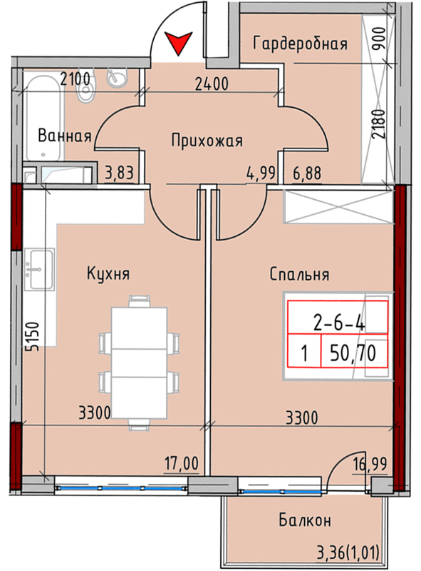 1-комнатная 50.7 м² в ЖК MARINIST residence от 30 400 грн/м², Одесса