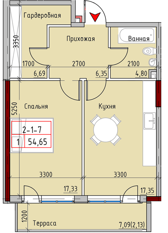 1-комнатная 54.65 м² в ЖК MARINIST residence от 30 400 грн/м², Одесса