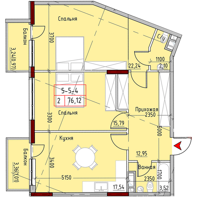 2-комнатная 76.12 м² в ЖК MARINIST residence от 30 400 грн/м², Одесса
