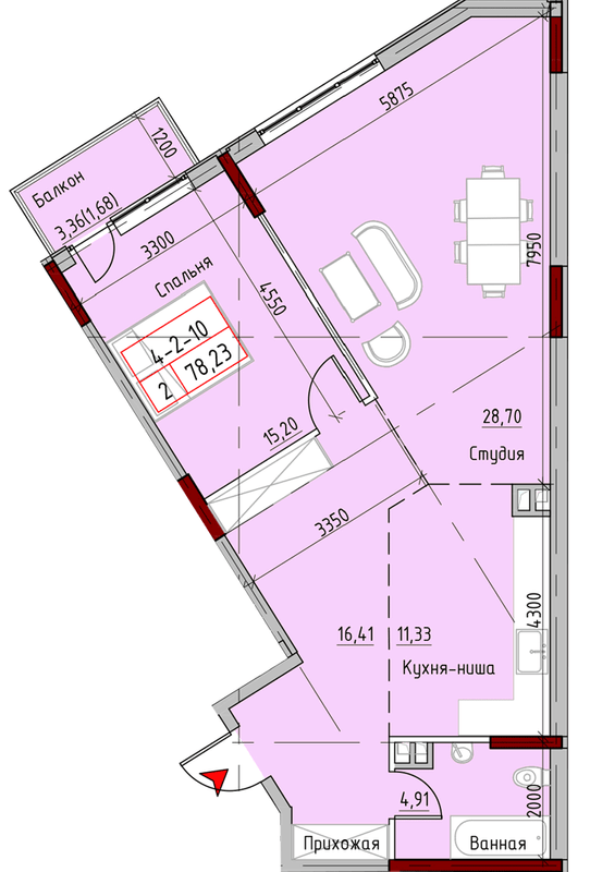 2-кімнатна 78.23 м² в ЖК MARINIST residence від 30 400 грн/м², Одеса