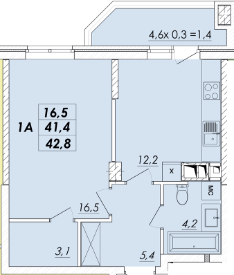 1-кімнатна 42.8 м² в ЖК RealPark від 21 300 грн/м², Одеса