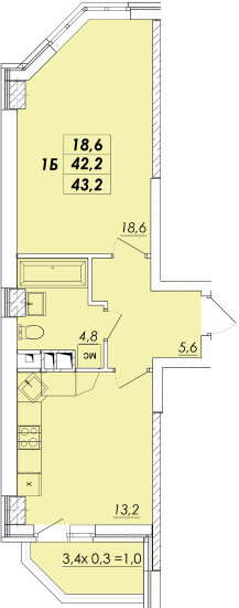 1-кімнатна 43.2 м² в ЖК RealPark від 21 300 грн/м², Одеса