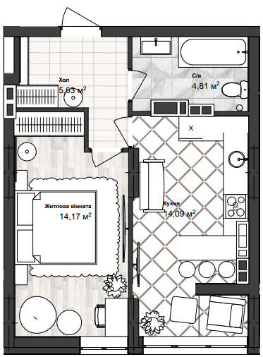 1-кімнатна 38.7 м² в ЖК Sea Town від 19 950 грн/м², Одеса