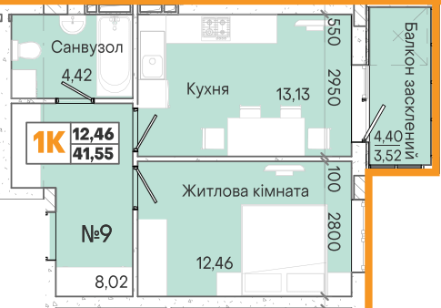 1-кімнатна 41.55 м² в ЖК Акварель-7 від 18 900 грн/м², Одеса
