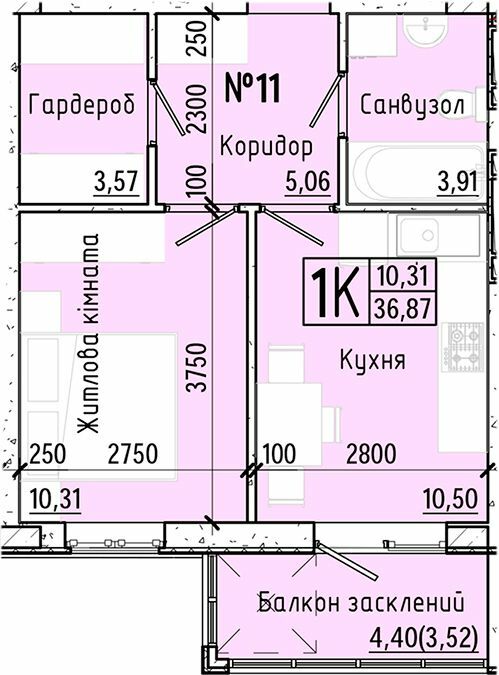 1-комнатная 36.87 м² в ЖК Акварель-7 от застройщика, Одесса
