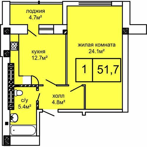1-кімнатна 51.7 м² в ЖК Вернісаж від 21 600 грн/м², Одеса