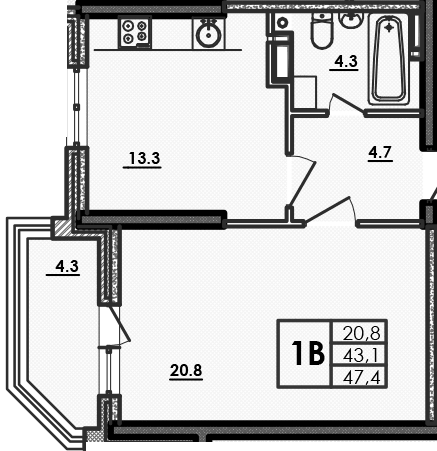 1-кімнатна 47.4 м² в ЖК Хвиля від 22 150 грн/м², Одеса