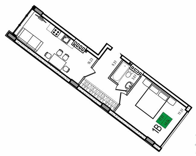 1-кімнатна 45.04 м² в ЖК Приморські Сади від 19 950 грн/м², Одеса