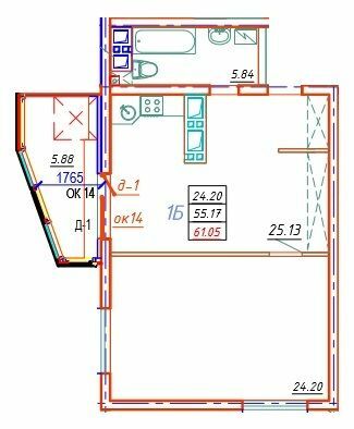 1-комнатная 61.05 м² в ЖК Удобный от 24 850 грн/м², Одесса