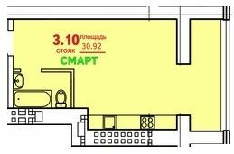 Смарт 30.92 м² в ЖК Затишний від 16 850 грн/м², Одеса