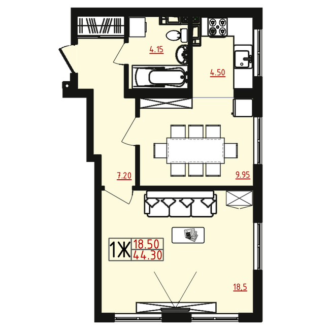 1-кімнатна 44.3 м² в ЖМ Острови від 17 500 грн/м², Одеса