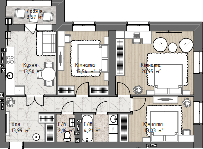 3-кімнатна 84.95 м² в ЖК Чайка Люкс від 20 000 грн/м², Одеса