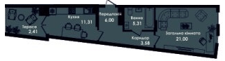 1-комнатная 49.61 м² в ЖК Кокос Авеню от 16 000 грн/м², г. Южное