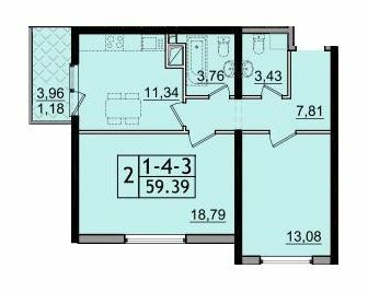 2-комнатная 59.39 м² в ЖК Пятьдесят девятая Жемчужина от 20 900 грн/м², с. Крыжановка