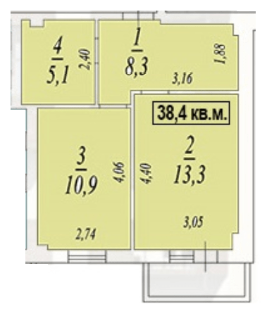 1-кімнатна 38.4 м² в ЖК Авангард від 14 500 грн/м², смт Авангард