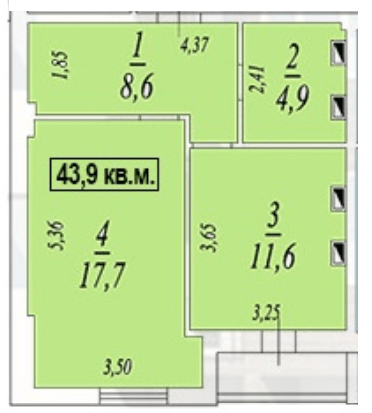 1-кімнатна 43.9 м² в ЖК Авангард від 14 500 грн/м², смт Авангард
