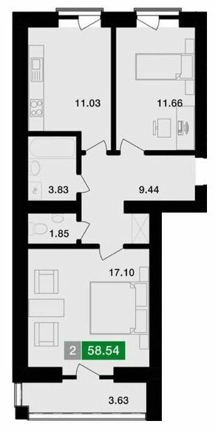 2-кімнатна 58.54 м² в ЖК Парковий від 18 500 грн/м², м. Винники
