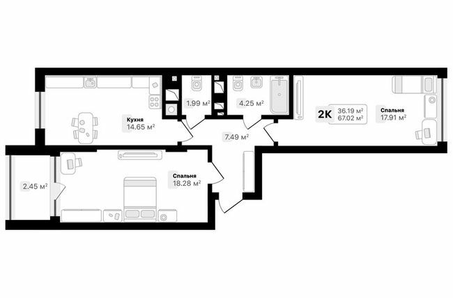 2-кімнатна 67.02 м² в ЖК AUROOM SUNRISE від 19 850 грн/м², Львів