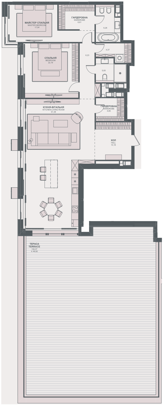 2-кімнатна 193.93 м² в ЖК TRIIINITY від 62 350 грн/м², Київ