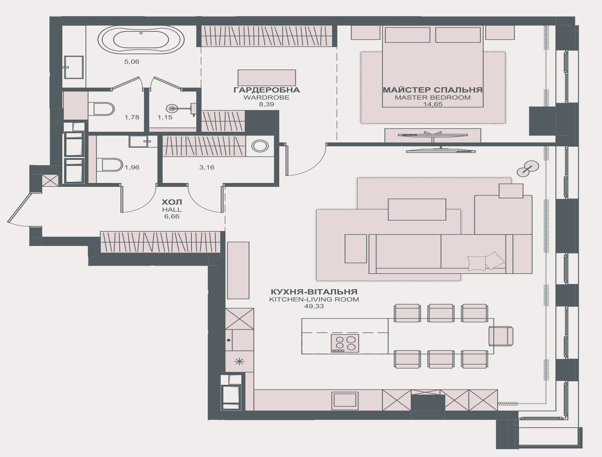 2-комнатная 91.8 м² в ЖК TRIIINITY от 86 000 грн/м², Киев