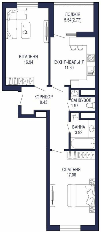 2-кімнатна 63.39 м² в ЖК Viking Park від 27 650 грн/м², Львів