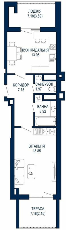 1-комнатная 52.13 м² в ЖК Viking Park от 27 650 грн/м², Львов