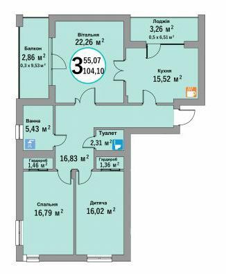 3-кімнатна 104.1 м² в ЖК Еко-дім на Надійній від 19 500 грн/м², Львів